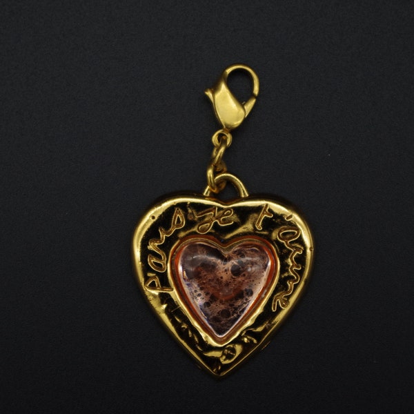 Magnifique pendentif coeur Yves Saint Laurent YSL paris je t'aime luxe français made in france