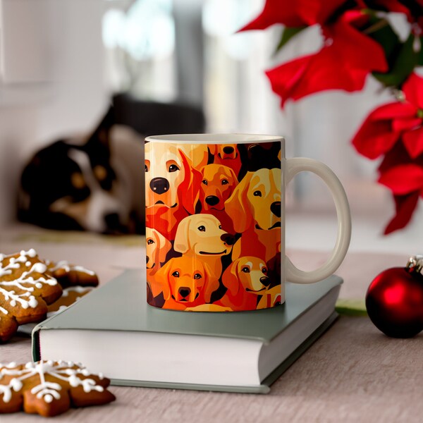 Golden Retriever Lover's Mug - Unique Full-Design Cup for Hot Beverages, Great Gift for Canine Fans