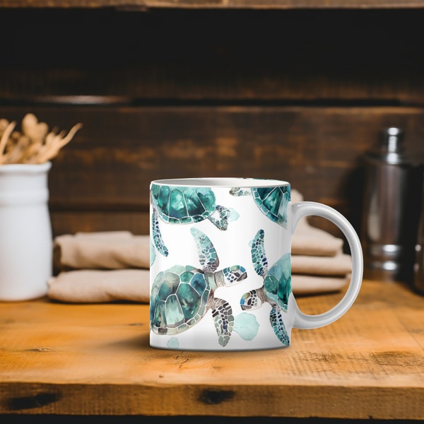 Watercolor Turtle Mug - Ocean-Themed Kitchenware - Unique Gift for Sea Lovers - Perfect Gift for Nature Admirers