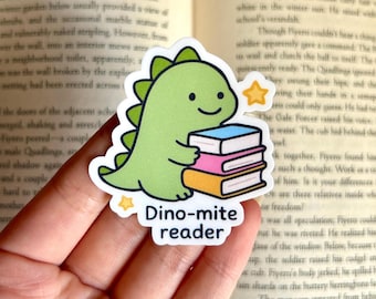 Pegatina de dinosaurio de libros