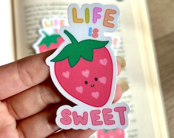 Pegatina La vida es dulce, fresa