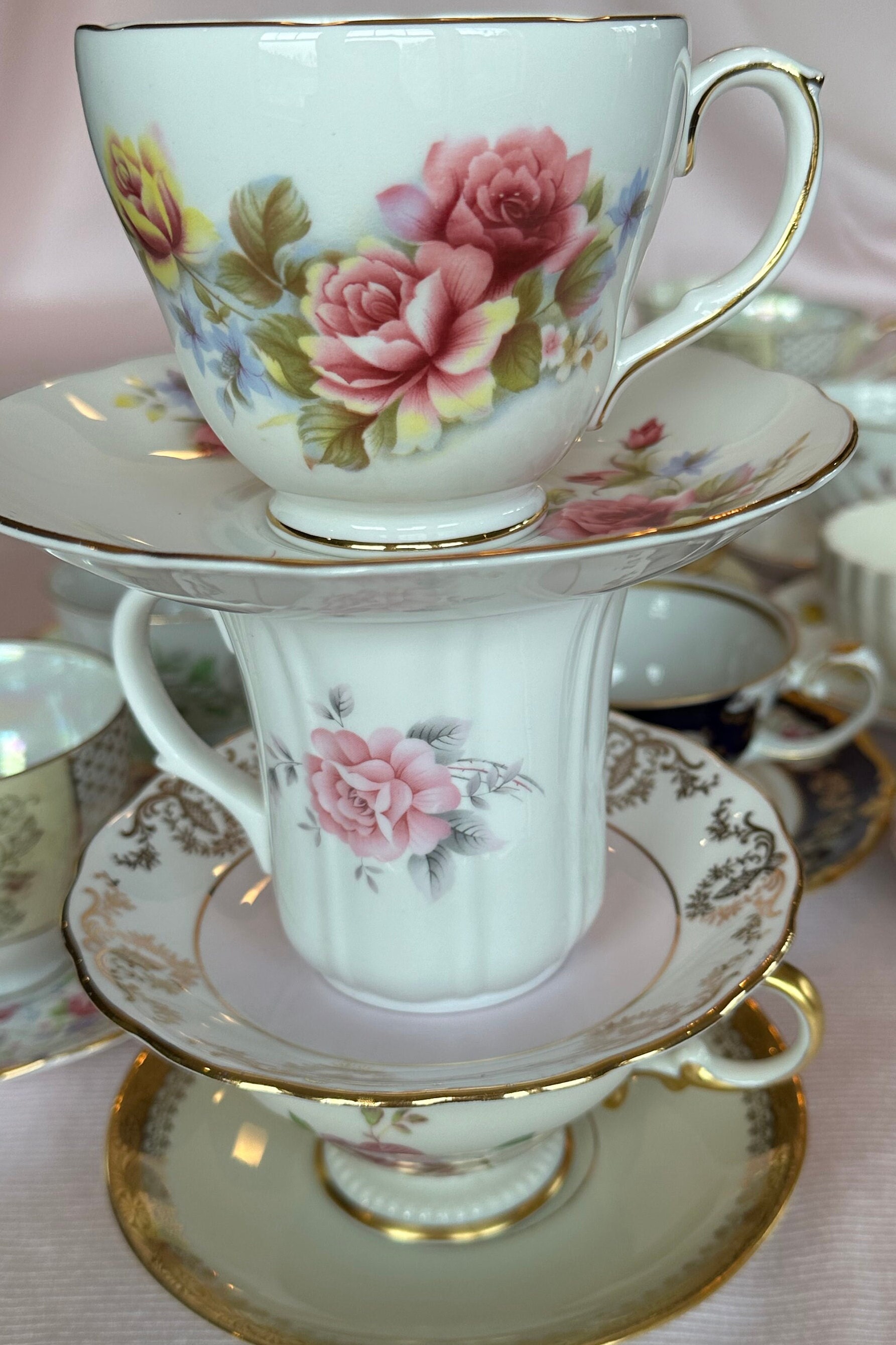Mismatched Vintage Tea Cup & Saucer Sets Wedding Favors Tea Party Baby
