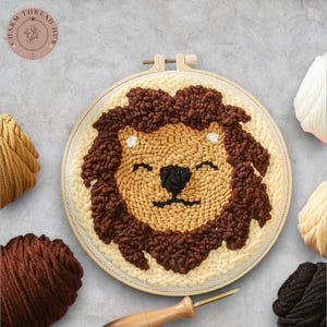 Cute Cartoon Animal Punch Needle Embroidery Kit for Beginners Soft Yarn Needlework Embroidery Set Home Decor DIY Animal Material Package Set