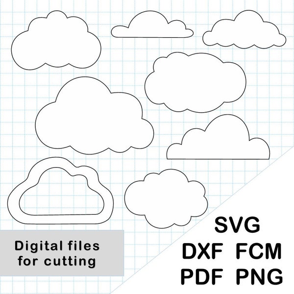 Clouds SVG files for cricut, cloud clipart, summer svg bundle for DIY cloud mobile and cloud nursery decor, digital download laser cut files