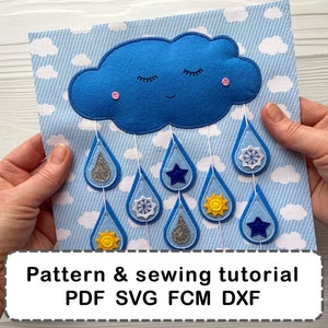 Cloud Memory Game Sewing Pattern: Felt Quiet Book Page (PDF Download, SVG, DXF Files)