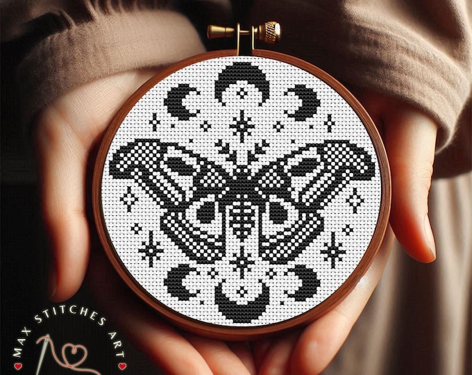 Atlas Moth Cross Stitch Pattern: Celestial Embroidery Design (PDF ...
