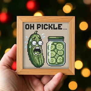 Funny Pickle Cross Stitch Pattern PDF, Oh Pickle Pun Embroidery Chart, Cute Vegetable Meme Needlepoint, Easy Food Cross Stitch Design