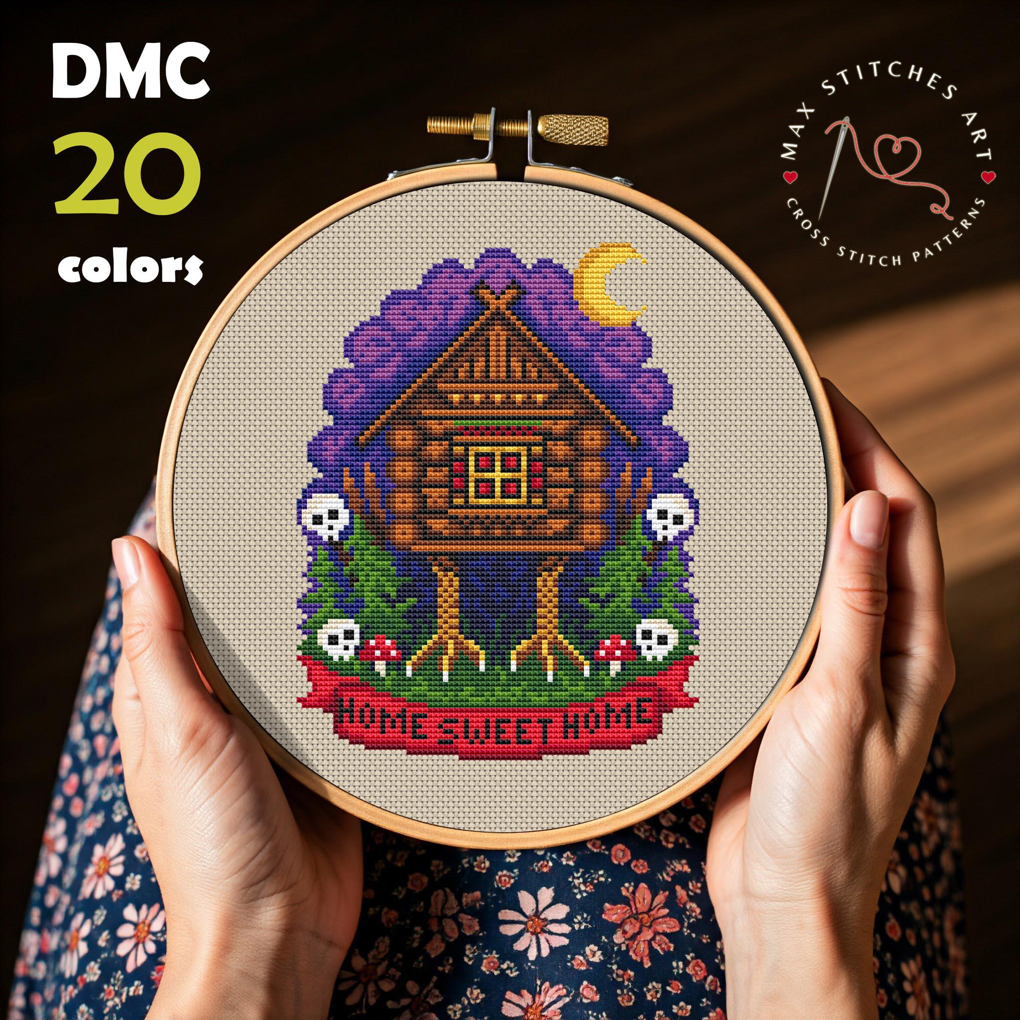 Baba Yaga House Cross Stitch, Slavic Mythology Embroidery, Witchy