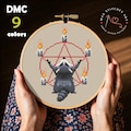 Raccoon Summoning Ritual Cross Stitch Pattern PDF, Occult Animal Embroidery Design, Witchy DIY Art, Funny Dark Forest Needlework