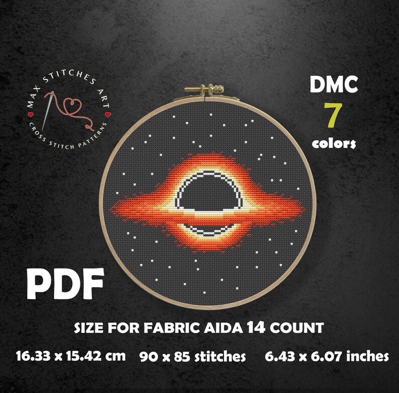 Black Hole Cross Stitch Pattern: Space Galaxy Embroidery (PDF Pattern ...