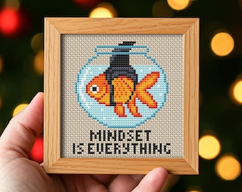 Motivational Goldfish Cross Stitch Pattern: Beginner Friendly Embroidery (PDF)