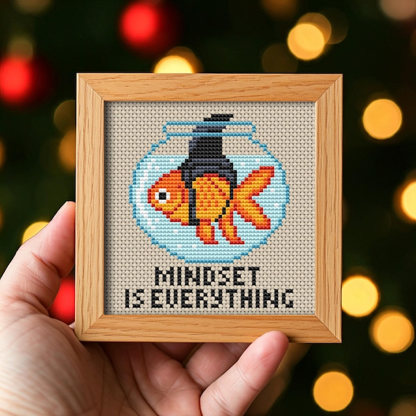 Motivational Goldfish Cross Stitch Pattern: Beginner Friendly Embroidery (PDF)