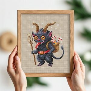 Krampus Christmas cross stitch pattern PDF, Creepy Christmas embroidery, Gruss vom Krampus, Funny Krampus, Evil Santa, Scary Xmas wall decor