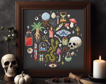 Hexen Vorratskammer Kreuzstich Muster Gotisches Kabinett der Raritäten (PDF-Muster)