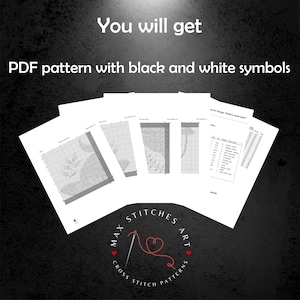 May include: A black and white cross stitch pattern for a "Death-head moth" design. The pattern is divided into four pages and includes a color key with 12 different colors.