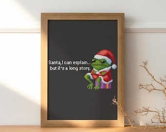 Snarky kerstkikker kruissteekpatroon: grappig winterborduurwerk (pdf)