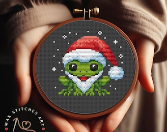 Kruissteekpatroon kerstkikker: borduursel kerstmuts (pdf-patroon)