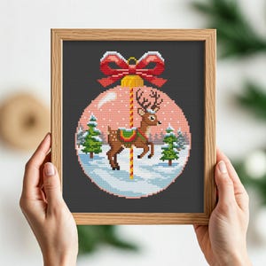 Christmas deer cross stitch pattern, Funny deer embroidery, Cute christmas animal Winter deer, Deer Lover Christmas Gift Kids room decor