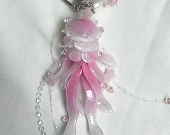 Pink jellyfish keychain