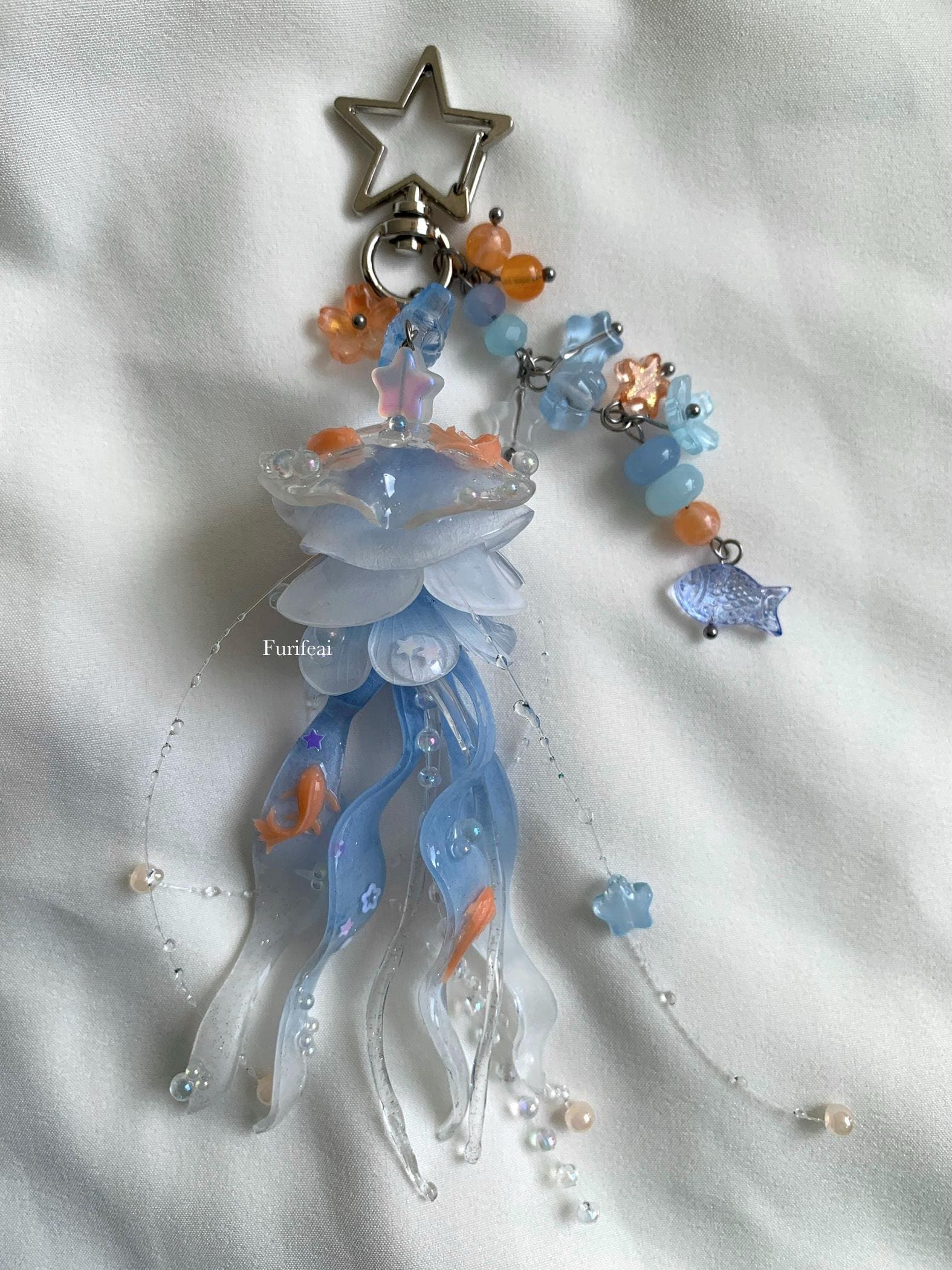 Koi jellyfish keychain
