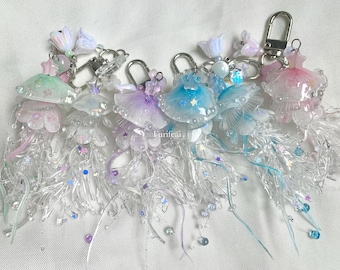Rainbow jellyfish keychain
