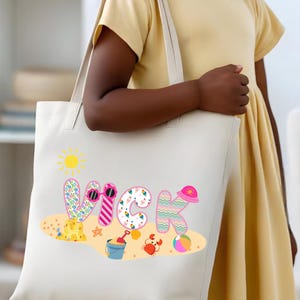 Kinder personalisierte Strand Tragetasche, Strandtasche, Pool Tasche, Sommer Essentials, Strand Urlaub, Kinder Strandtasche mit Name