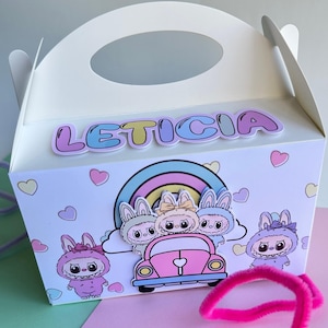 Labubu-gunstdoos, aangepaste traktatiedoos, aangepaste geveldoos, Labubu verjaardag geveldoos, Labubu-thema geveldozen, Labubu-thema, Labubu-gunsten