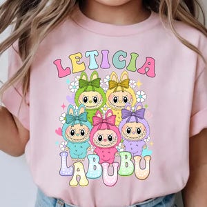 Koszulka Labubu, urocza koszulka z kreskówkowymi lalkami, koszulka z postaciami Labubu, kolorowa koszulka w stylu anime chibi, prezent dla dzieci, zabawna koszulka z potworami