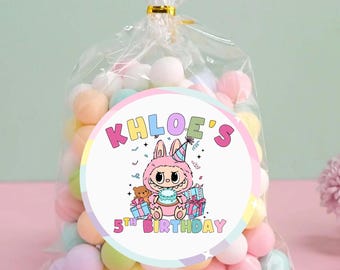 Labubu Inspired Party Stickers,Labubu Party favors,Labubu  decorations,Labubu birthday,Labubu Party, Cute Monster Party Custom Labels,