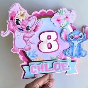Stitch Cake Topper, Stitch & Angel Birthday Cake Topper, Stitch Party Decorations, Cake Topper, Stitch Party,Personalized Stitch Cake Topper