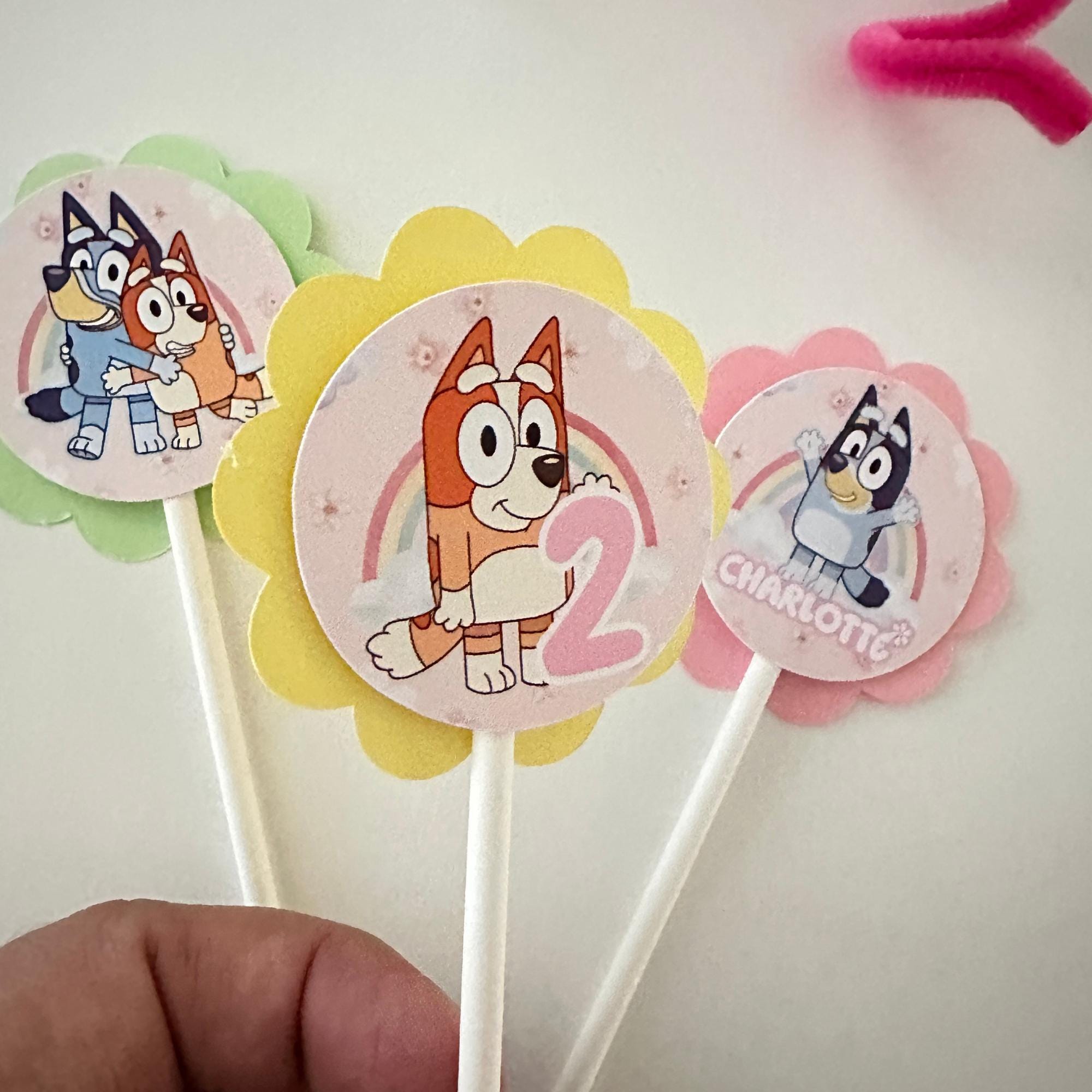 Layered Blue Dog Cupcake Toppers