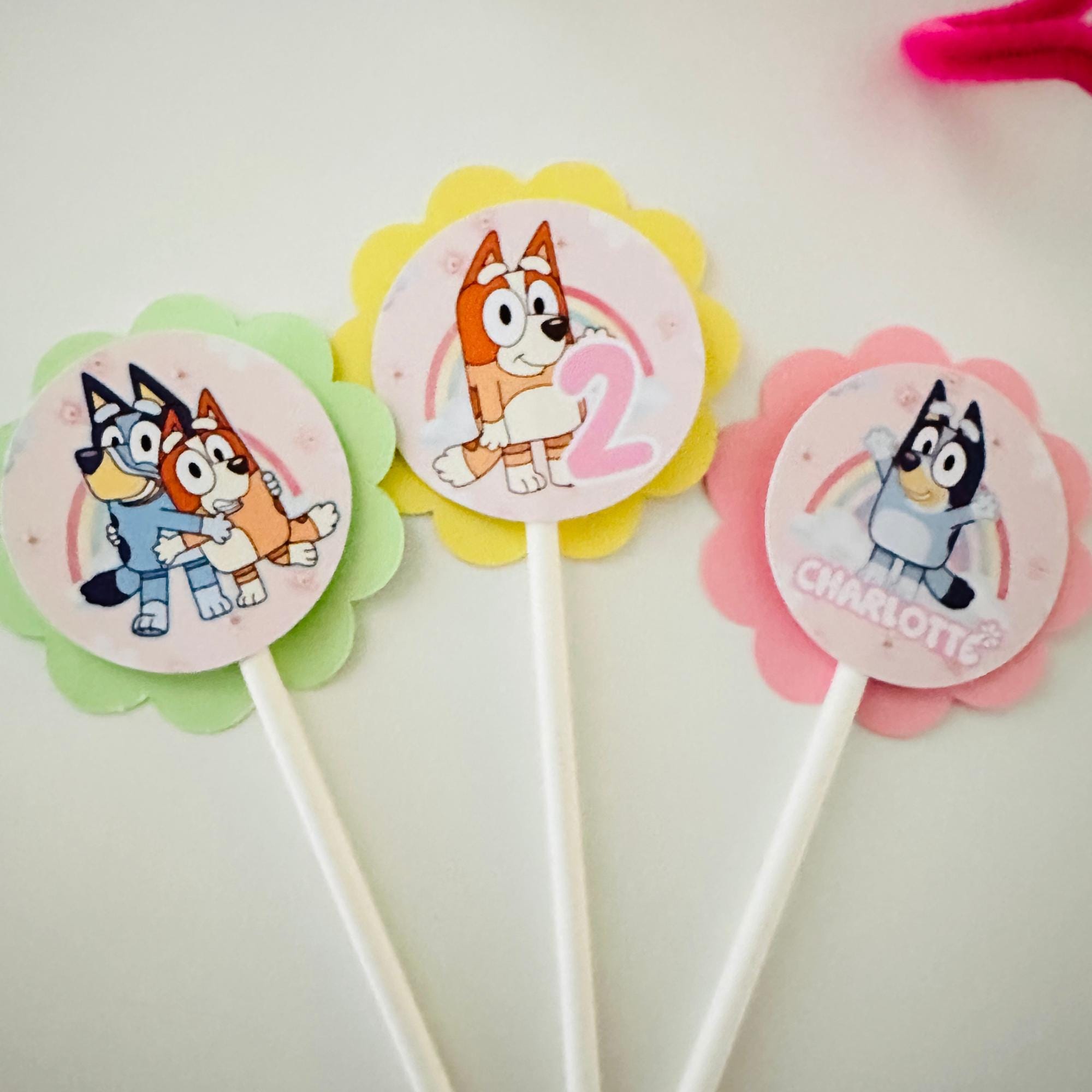 Layered Blue Dog Cupcake Toppers