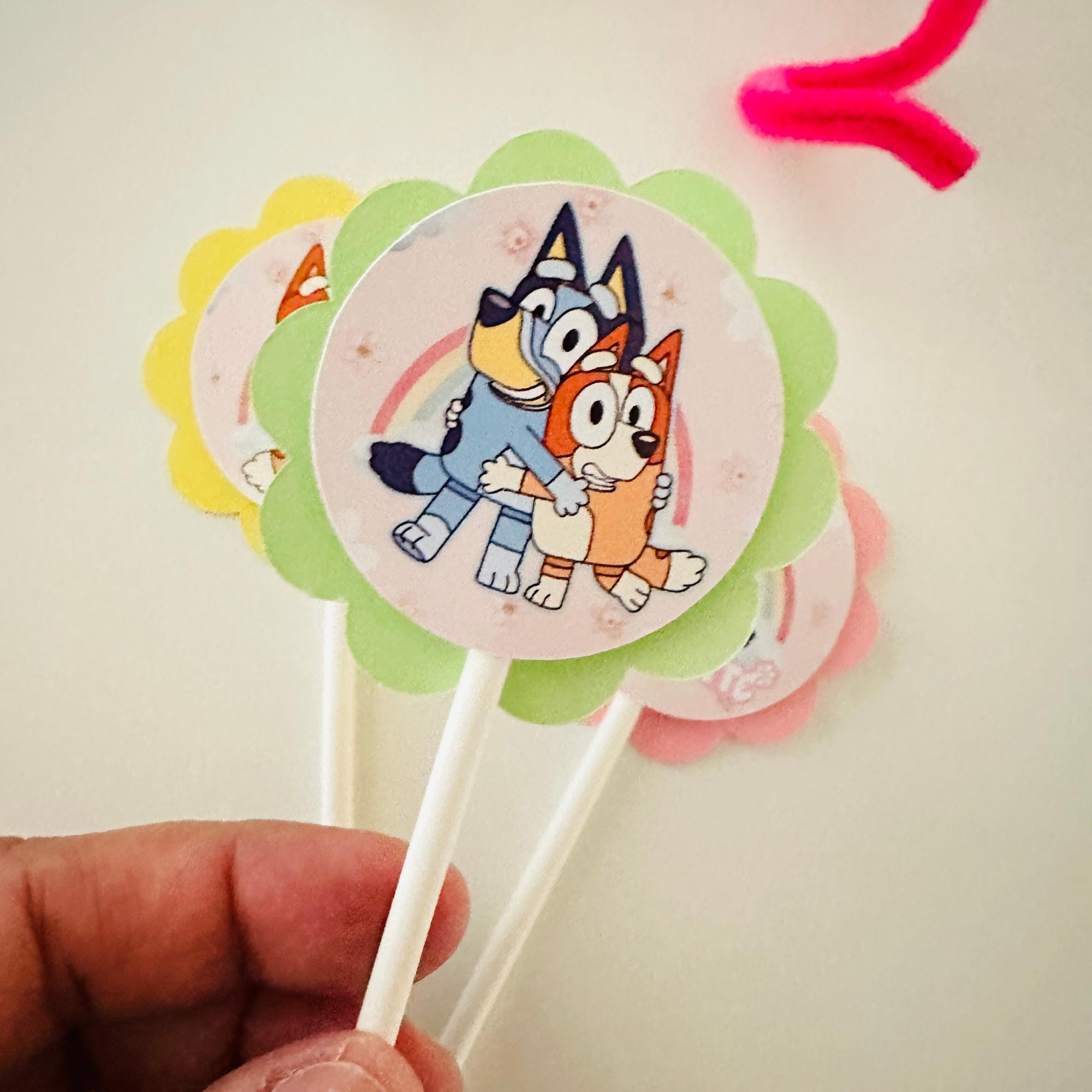 Layered Blue Dog Cupcake Toppers
