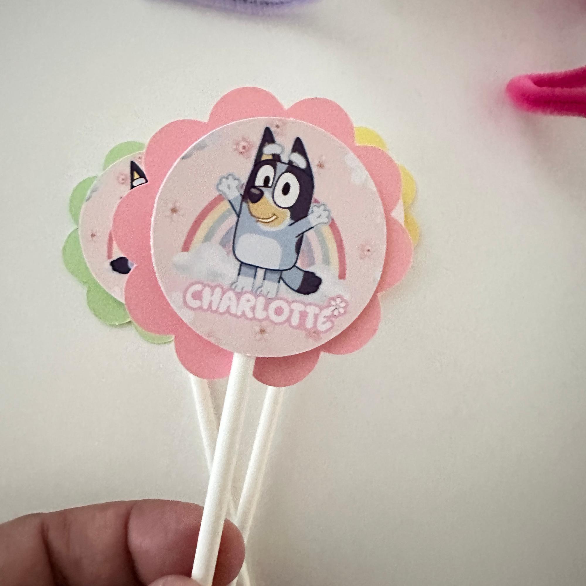 Layered Blue Dog Cupcake Toppers