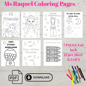 Ms. Rachel Coloring Pages 4x6 &quot;| Ms. Rachel Birthday | Ms. Rachel Activity Set |Ms. Rachel Download | Ms. Rachel Party | Printable Download