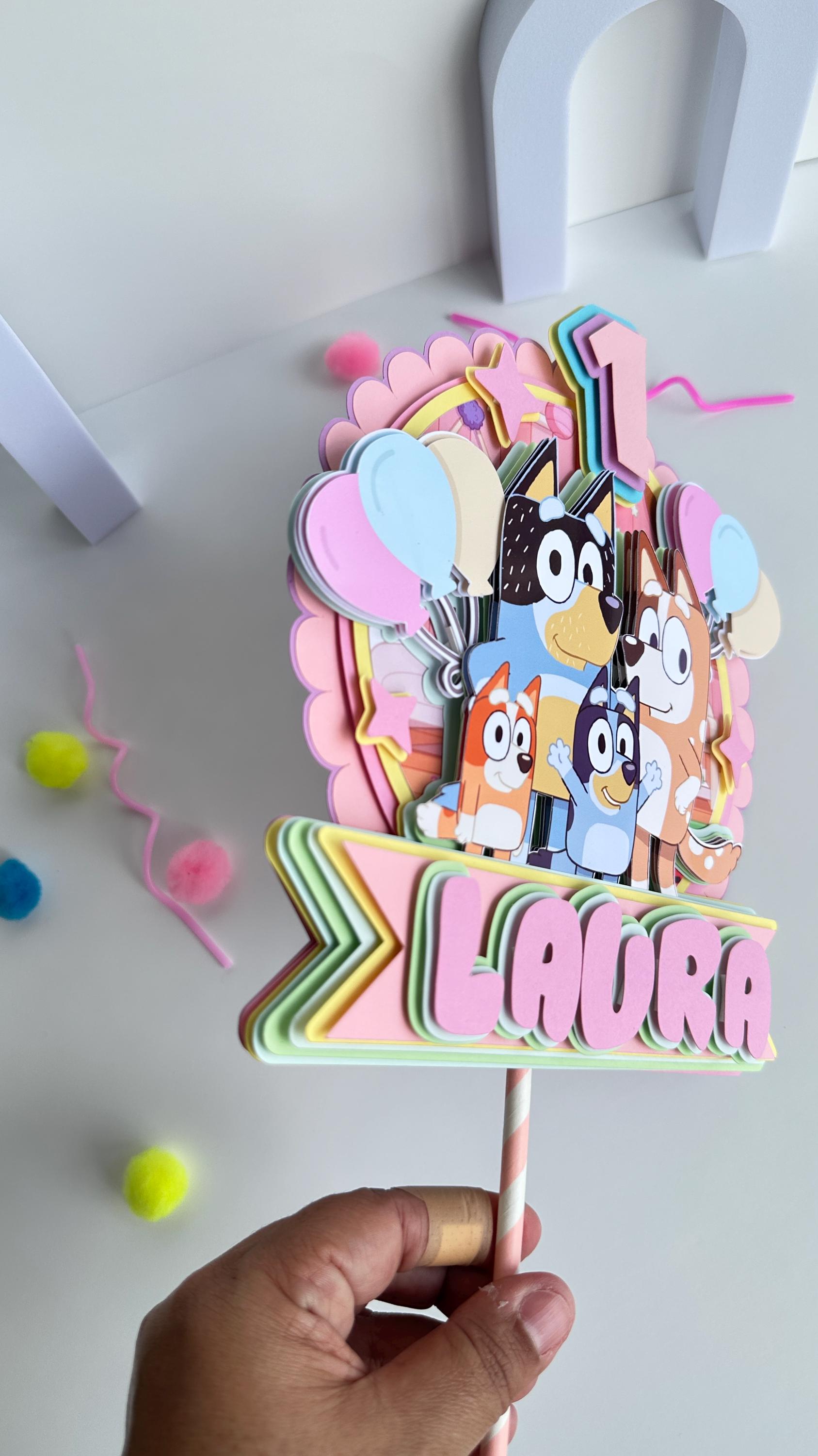 Layered Blue Dog Cake Topper