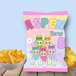 Labubu Chip Bag ,Labubu Digital File ,Printable Labubu Party Favor,Chip Bag,Birthday Goodie Bag DIY,Printable Chip Bag Wrapper