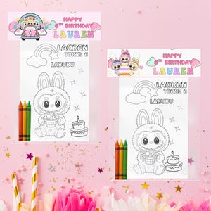 Labubu Coloring Party Favors: Mini Coloring Books with Crayons