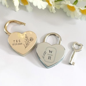 Personalized Mini Heart Lock, Personalized Padlock, Wedding Anniversary, Engraved Love Lock, Wedding Gift, Paris Padlock