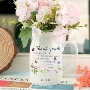 Personalized Ceramic Engagement Vase, Engraved Memorial Wedding Vase, Custom Flower Vase For Mother Of The Groom, Bridal Shower Gifts