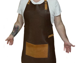 Handcrafted leather apron for kitchen, grill, fireplace, waiter #20