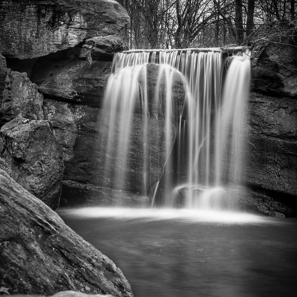 A Dark and Moody Waterfall in Central Park (24" X 36" Pictured)