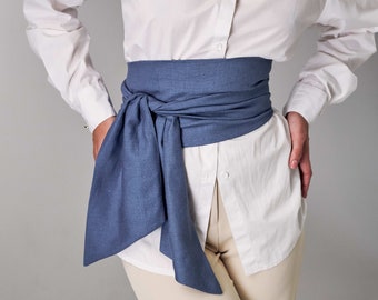 Linen obi belt, Double wrap belt, Kimono belt, Linen waist belt, Obi belts for women, Wrap belt women, Womb wrap, Linen belts for women