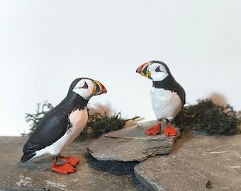 Handcrafted Little Puffin Figurine, UK Wildlife Collectible