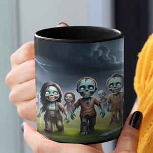Zombie Attack Halloween Mug, Zombie Mugs, Full Moon, Graveyard Mug, Cute Halloween Gifts, Zombie Gift, Halloween stuff, Classic Monster Fan