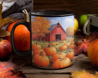 Farm Fall Harvest Mug, Pumpkin Theme Coffee Mug, Ceramic Pumpkin Mug, Gifts for Fall Lovers, Harvest Mug, Fall Mugs, Fall Coffee Mug