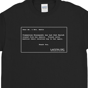 Eternal Sunshine Of The Spotless Mind T-shirt Lacuna Inc Unisex Tee Cult Movie Jim Carrey Kate Winslet T-shirt Charlie Kaufman GRATIS BEZORGING