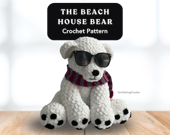 The Beach House Bear | PDF Crochet Pattern | Instant Download | Polar Bear Crochet Plushie