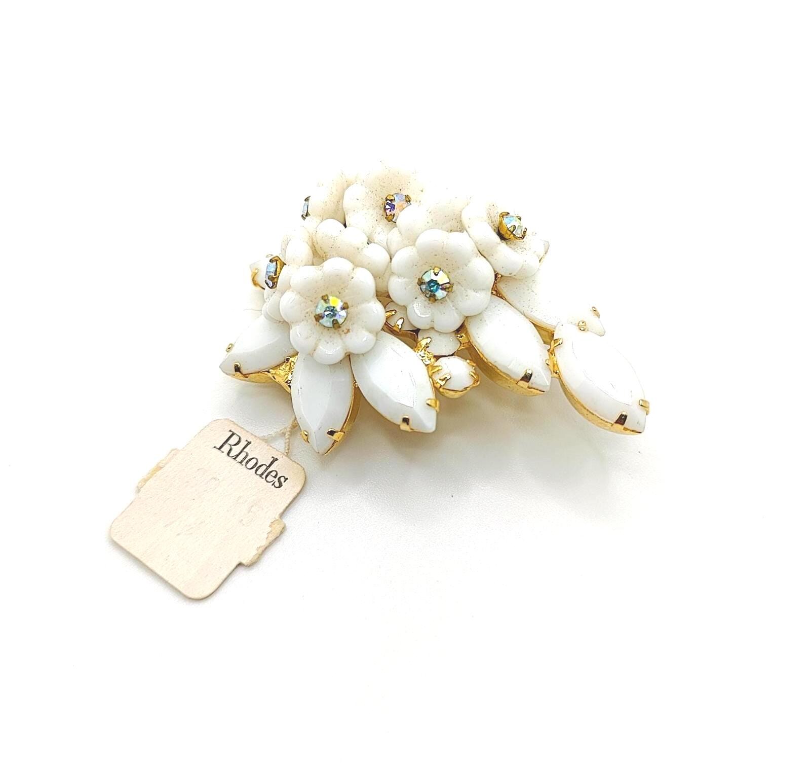 JULIANA D&E BOOK VERIFIED PIECE AB CRYSTAL & RHINESTONE  JULIANA DE DELIZZA ELSTER HIGH END DESIGNER AB CRYSTAL PEARL CLUSTER LARGE BROOC main image 1