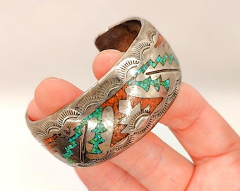 SIGNED Vintage Authentic Native America Indian Jewelry Sterling